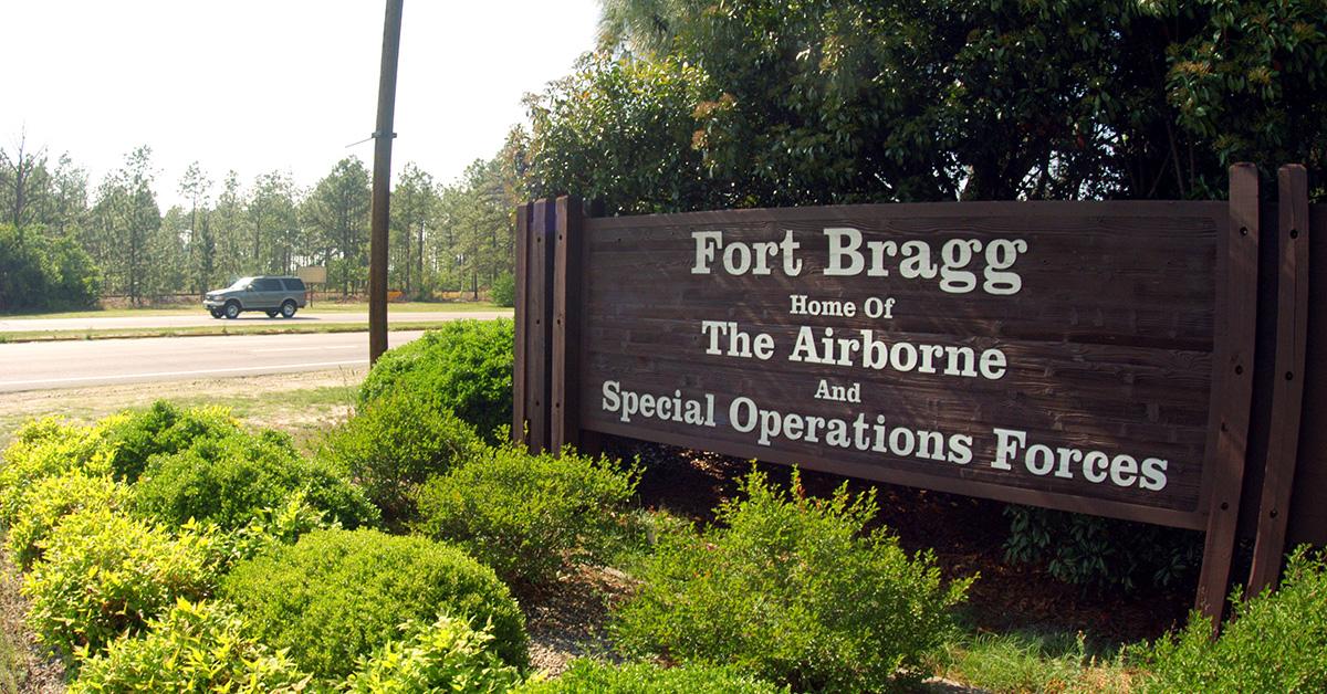 A sign for Fort Bragg. 