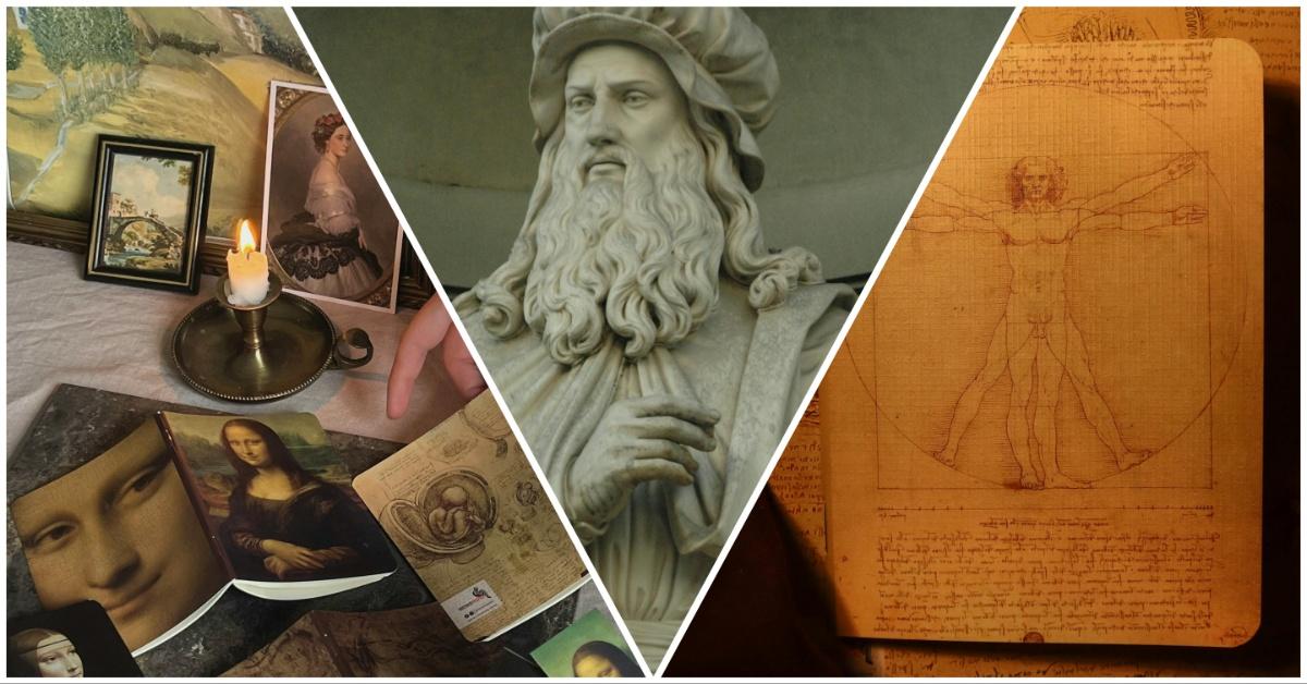 Collage of Leonardo da Vinci themed photos