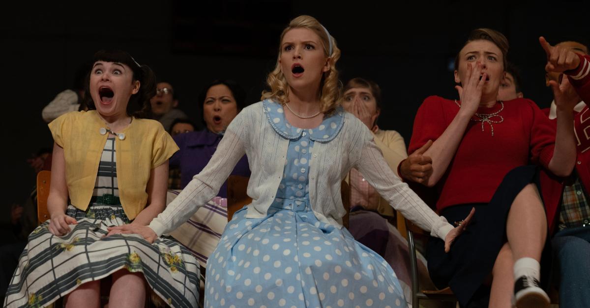 (L-R) Josette Halpert as Dot, Madison Thompson as Susan, and Charlotte Kavanagh as Rosemary in 'Grease: Rise of the Pink Ladies'