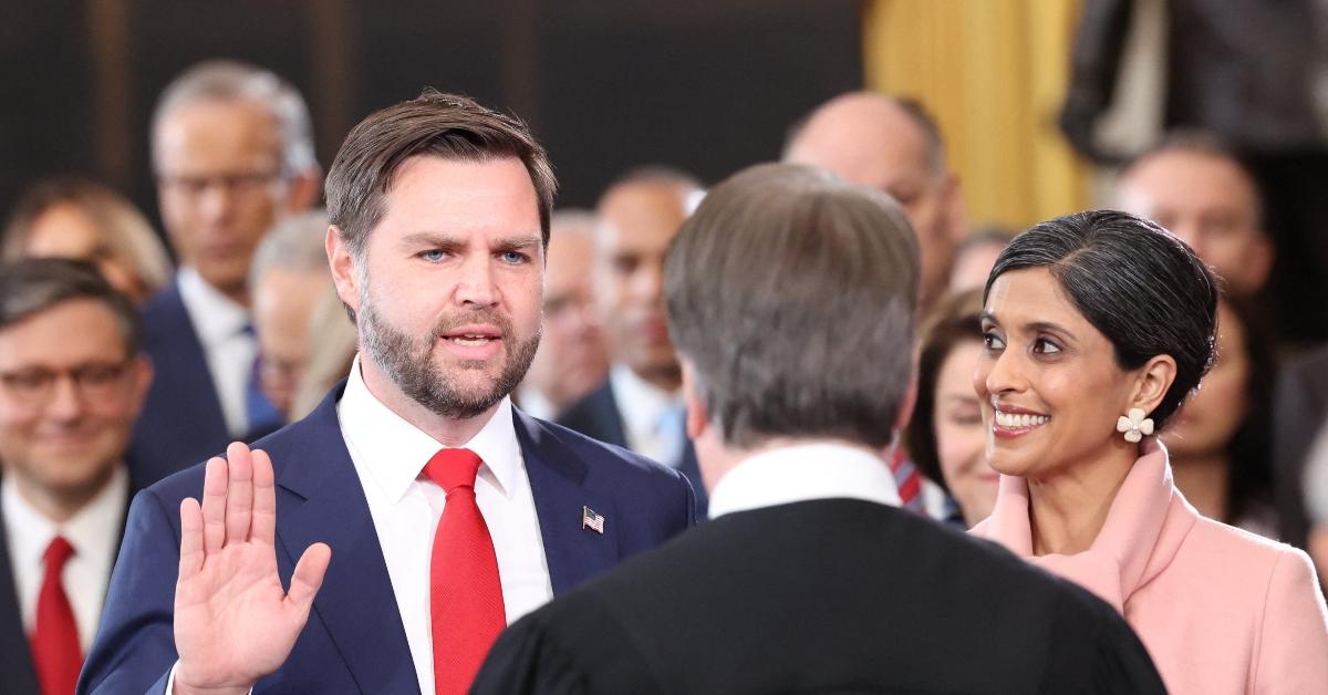 JD Vance and Usha Vance as JD is sworn in as Vice President