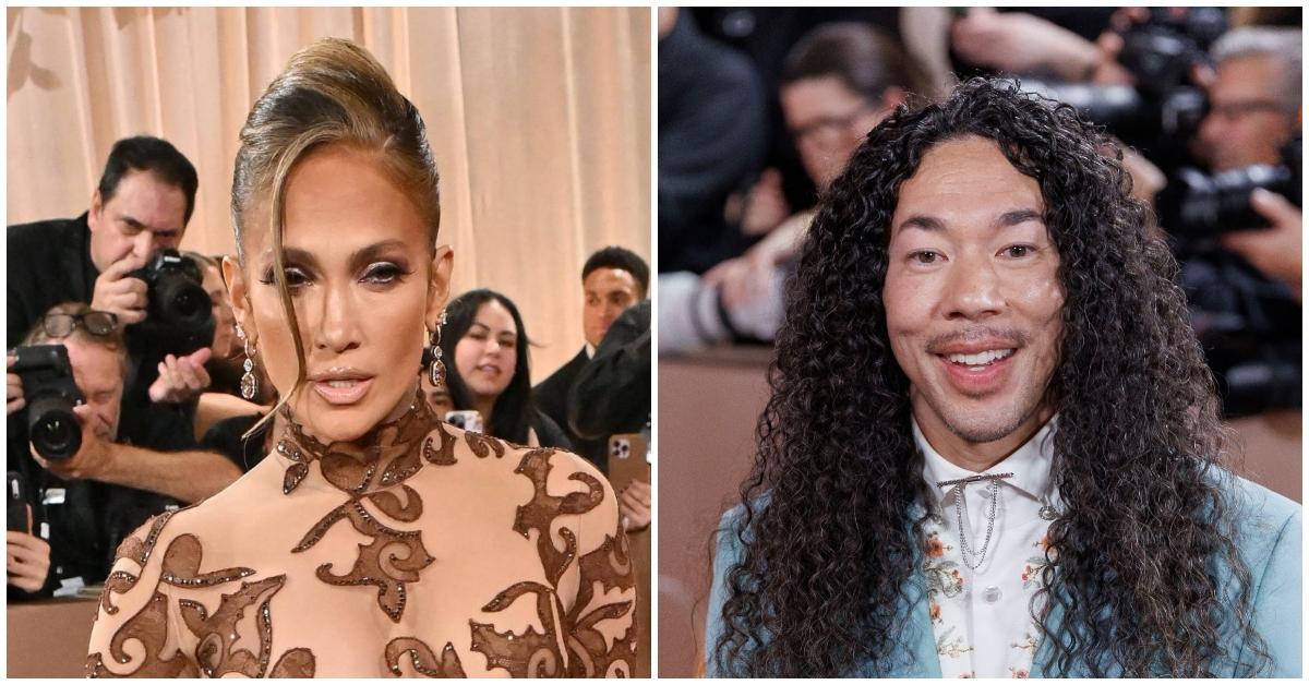 (l-r): Jennifer Lopez and Cole Walliser at the Golden Globe Awards