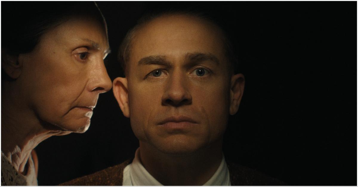 Ed Gein with his mother in a Netflix production still