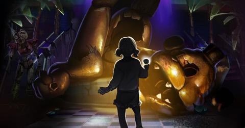'FNAF: Security Breach — Ruin' promo art of Cassie exploring the Pizzaplex.