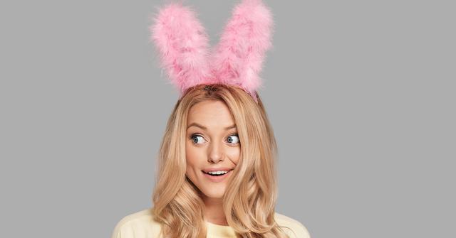 woman wearing bunny ears