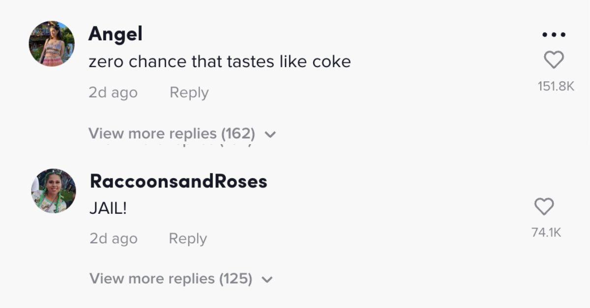 Healthy Coke comments on TikTok