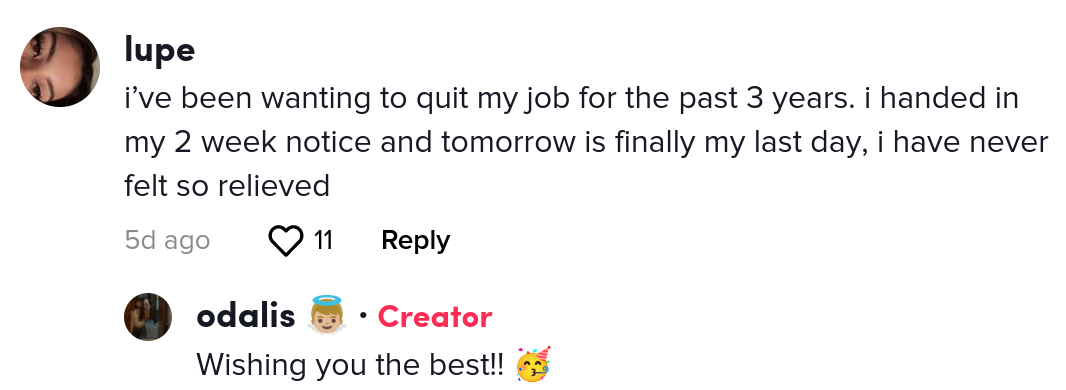 tiktoker quits job no  week notice