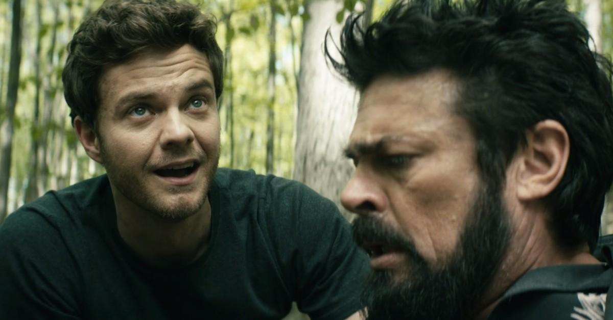 (L-R) Hughie Campbell (Jack Quaid) and Billy Butcher (Karl Urban) 