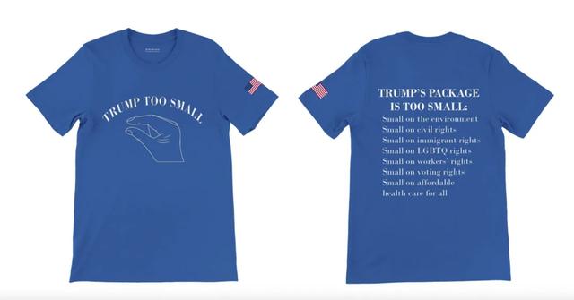Trump too small t-shirt design, from and back.