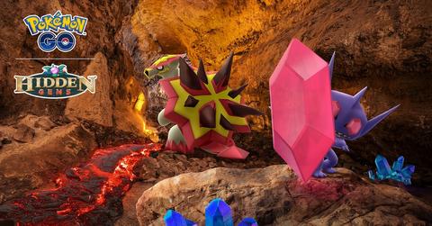 'Pokémon GO' promo art showing Pokémon standing inside a volcano.