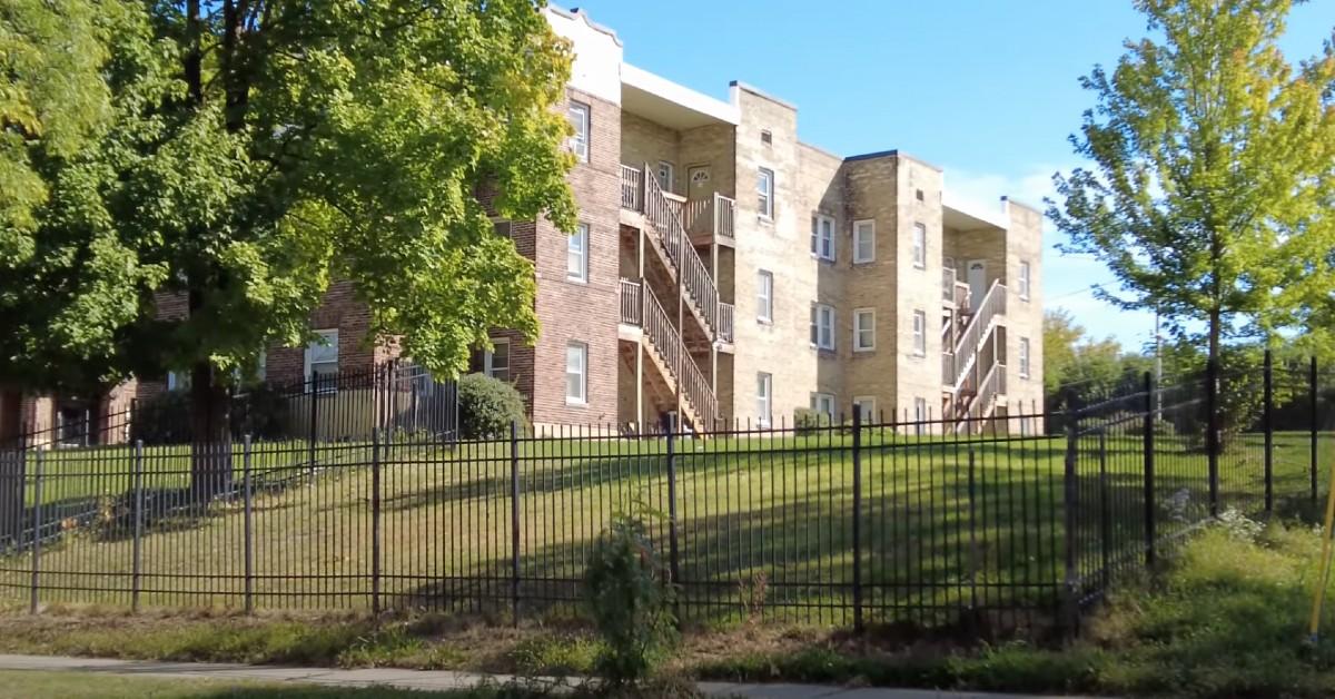 The empty lot where the Oxford Apartments once stood