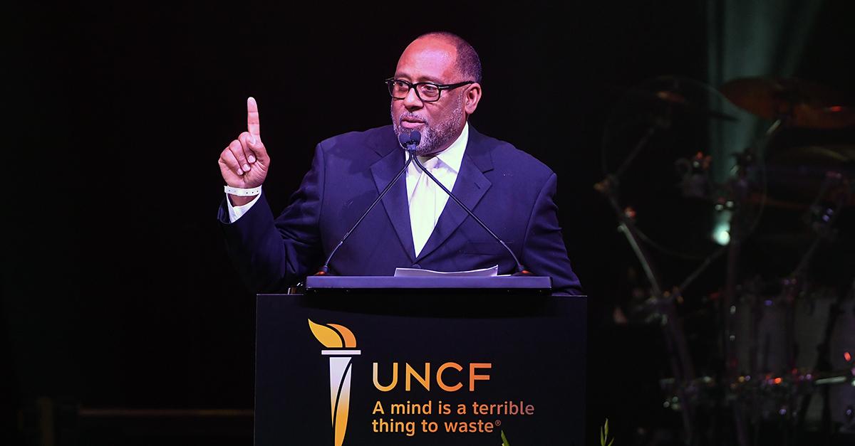 Frank Ski speaking onstage during the UNCF 39th Atlanta Mayor's Masked Ball on Dec. 17, 2022