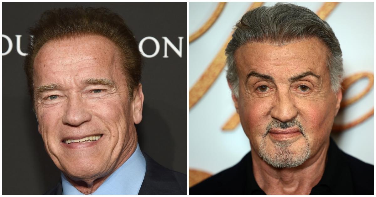 Arnold Schwarzenegger and Sylvester Stallone on the red carpet