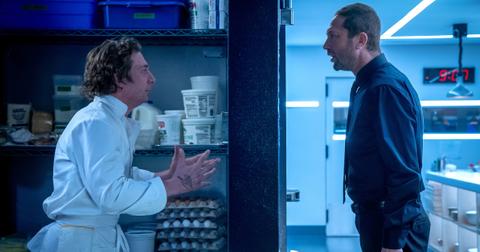 Carmy and Richie arguing through the walk-in fridge door in the Season 2 finale of 'The Bear.'