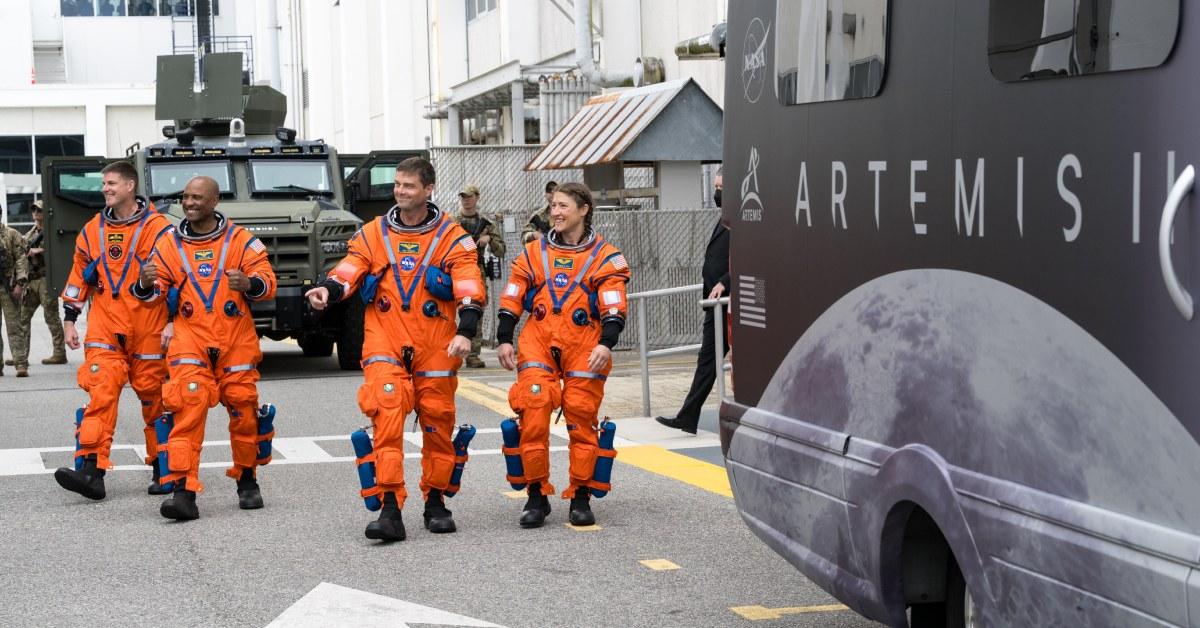 Astronauts preparing for the Artemis II mission.