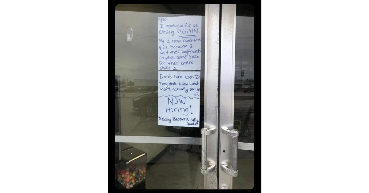 Hiring Sign Blasts Gen-Z Workers Who Quit, Causing Store to Close