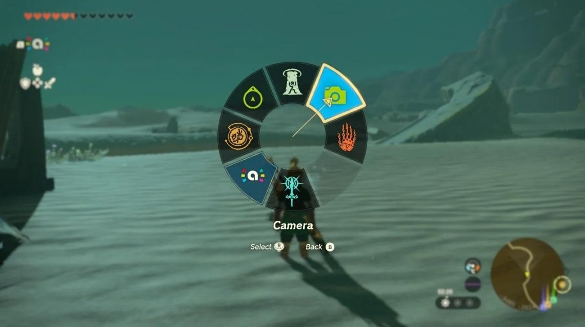 'Tears of the Kingdom' Player opening the ability wheel to select the camera mode.