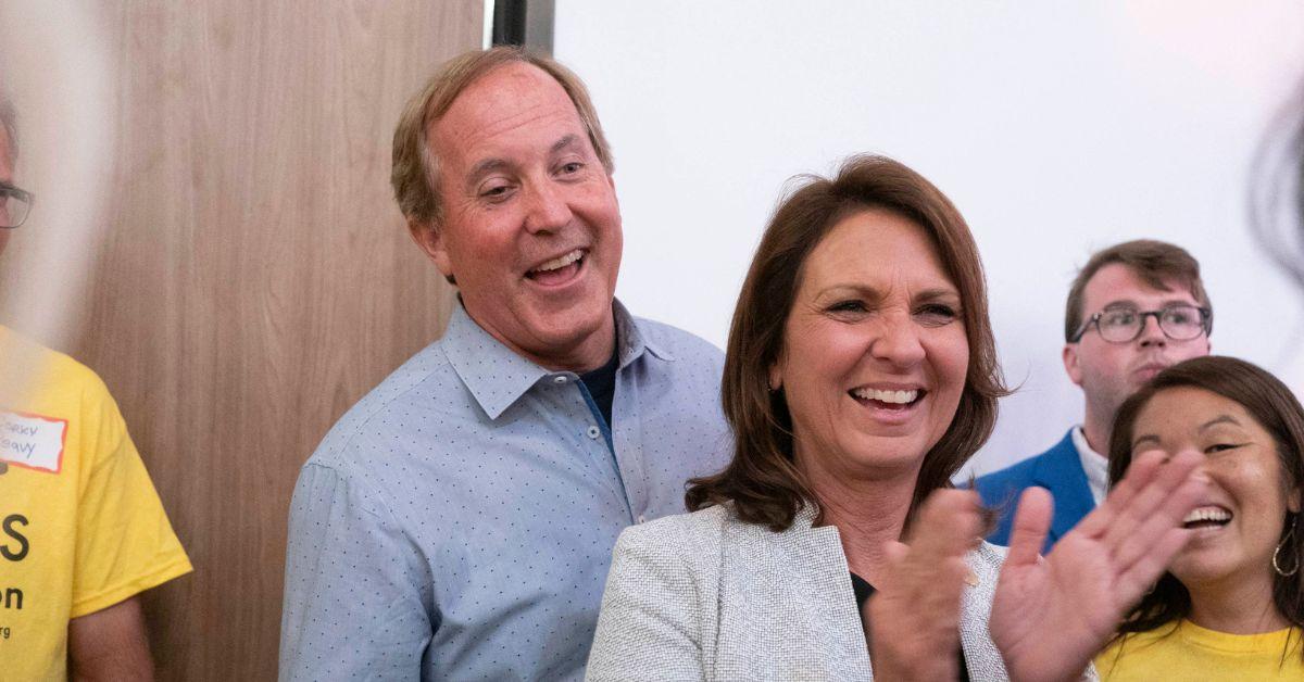 Ken and Angela Paxton at a volunteer event in 2022.