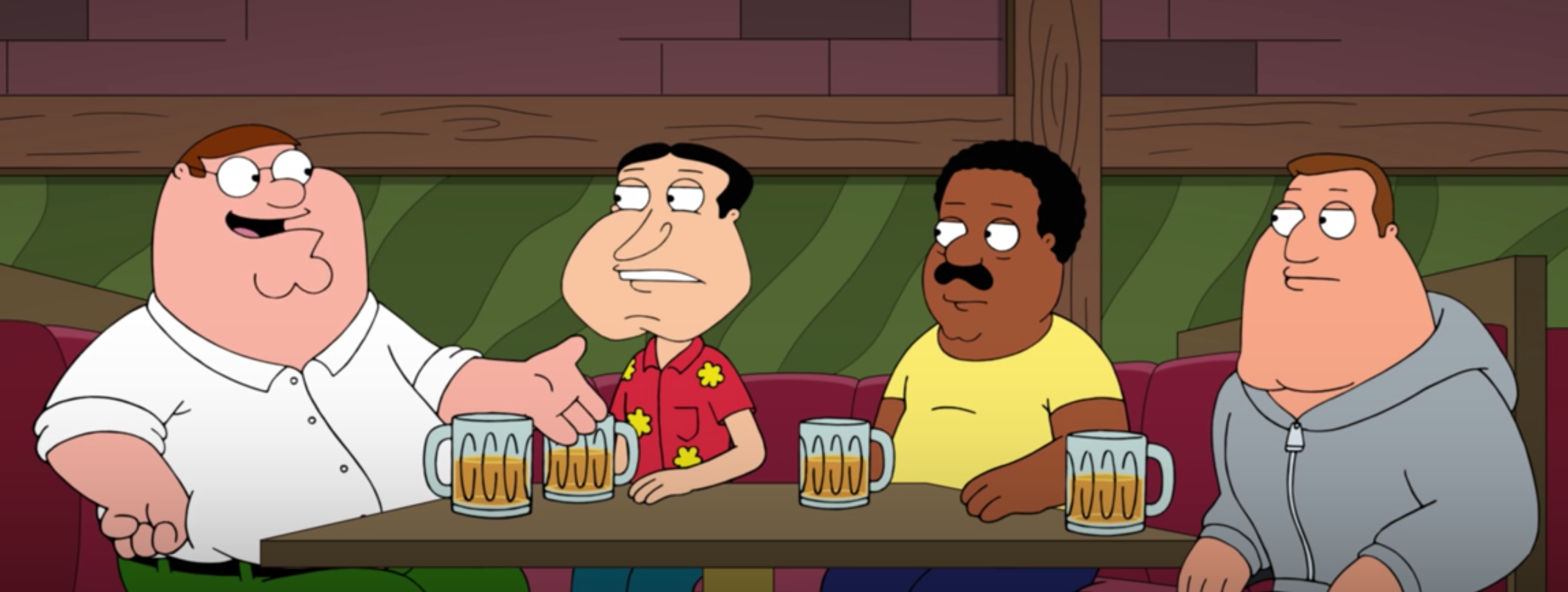 Peter Griffin, Glenn Quagmire, Cleveland Brown, and Joe Swanson