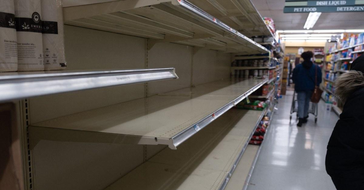 Empty store shelves.