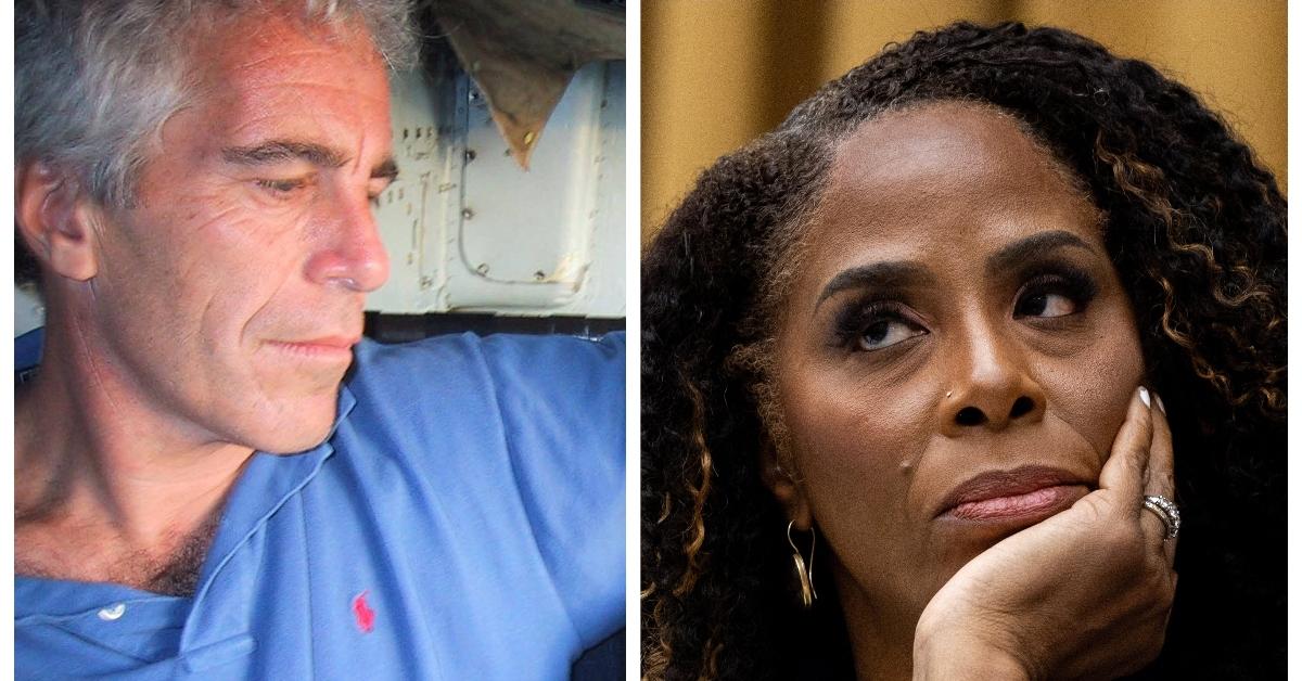 (L-R): Jeffrey Epstein; Rep. Stacey Plaskett (D-V.I.)