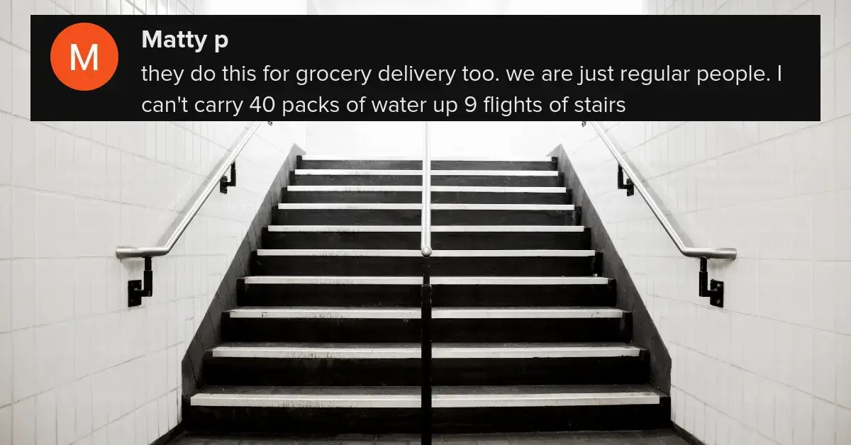 delivery food up stairs cover