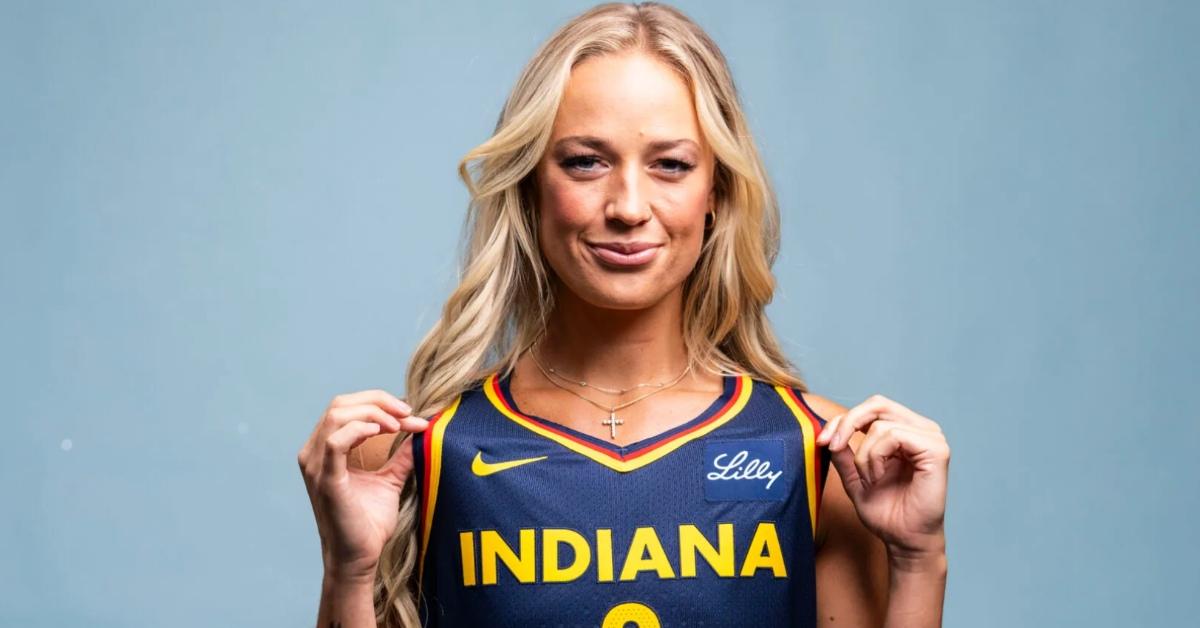 Sophie Cunningham showing off her Indiana jersey.