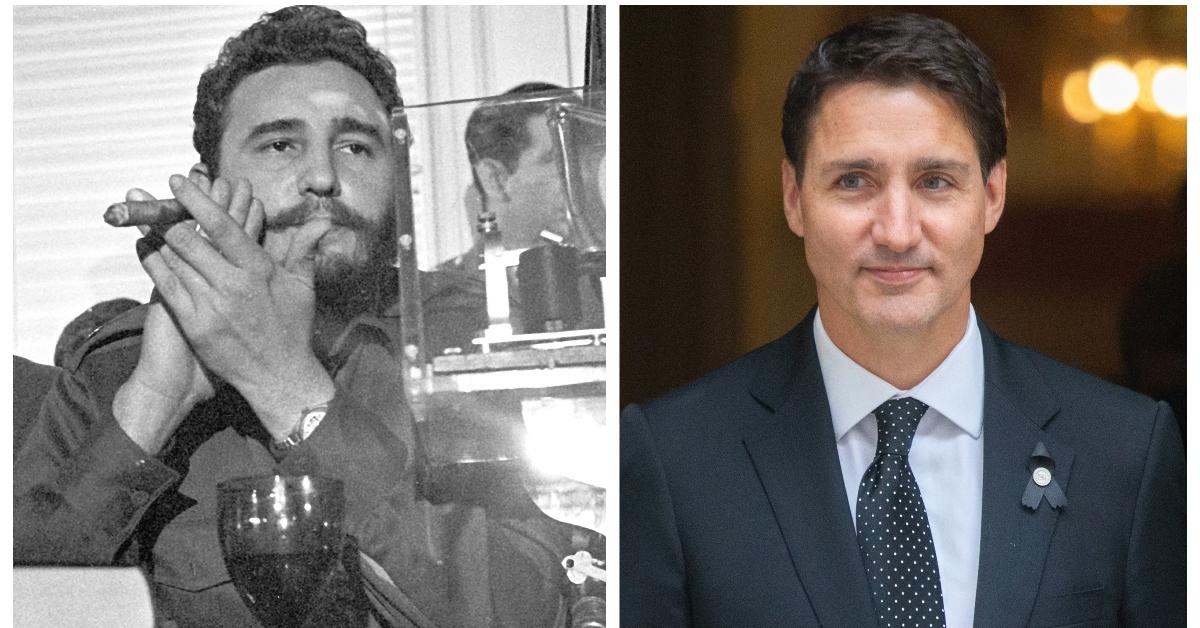 (L-R): Fidel Castro; Justin Trudeau