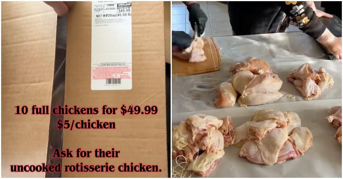 Woman shares raw chicken rotisserie chicken hack on TikTok.