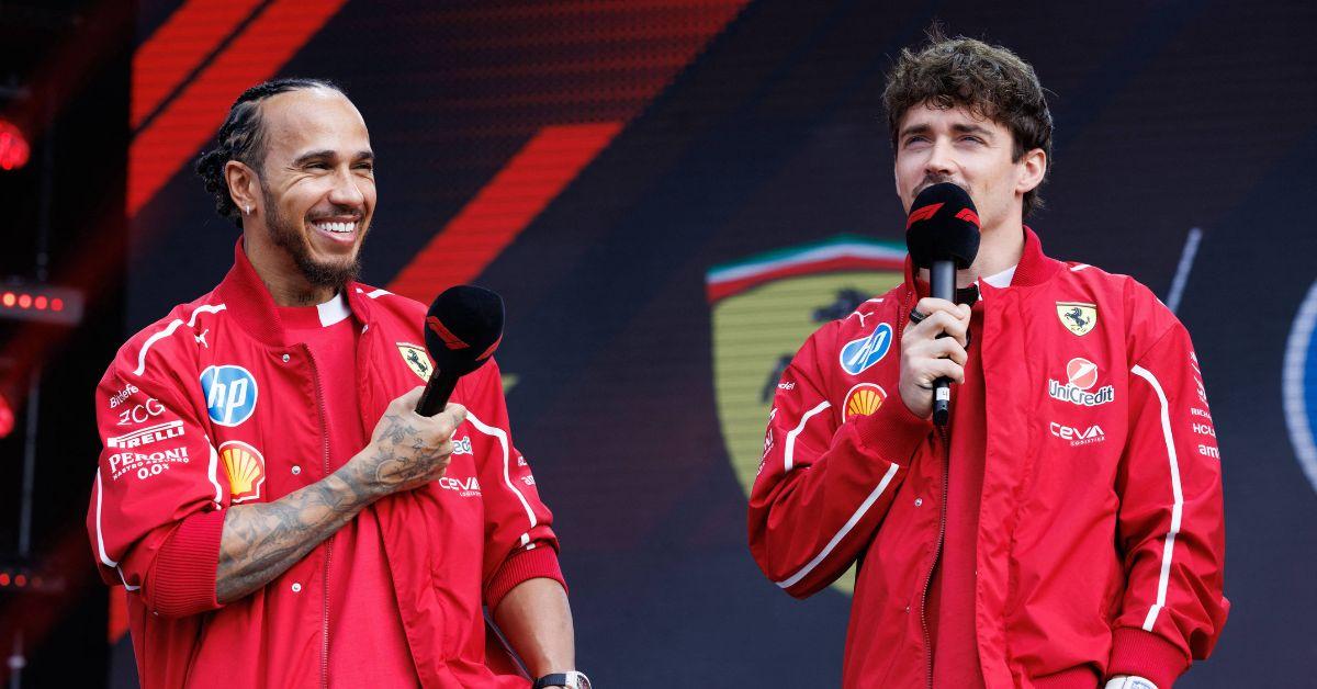 Lewis Hamilton and Charles Leclerc at the Australian Grand Prix. 