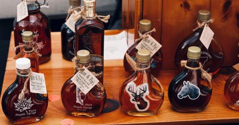 Bottles of maple syrup