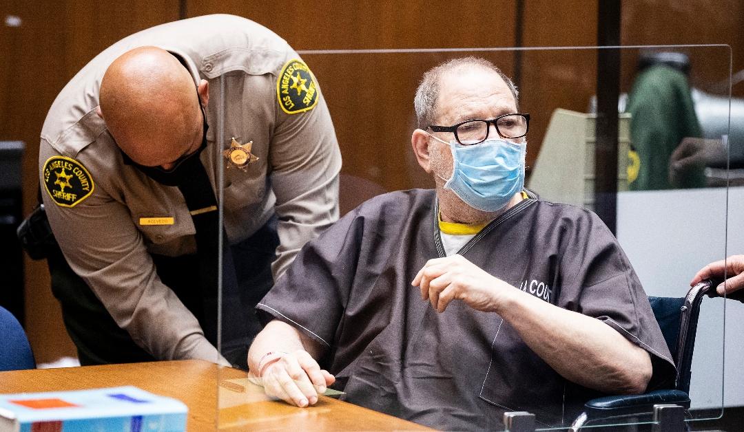  Harvey Weinstein listens in court during a pre-trial hearing for Weinstein, who was extradited from New York to Los Angeles to face sex-related charges at Clara Shortridge Foltz Criminal Justice Center on July 29, 2021 in Los Angeles, California