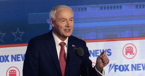 Asa Hutchinson in the Republican primary debate in August 2023.