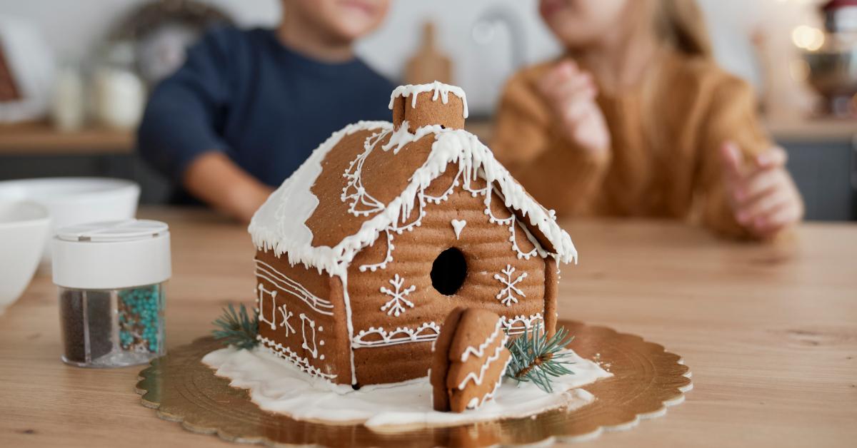 A beautifully decorated gingerbread house