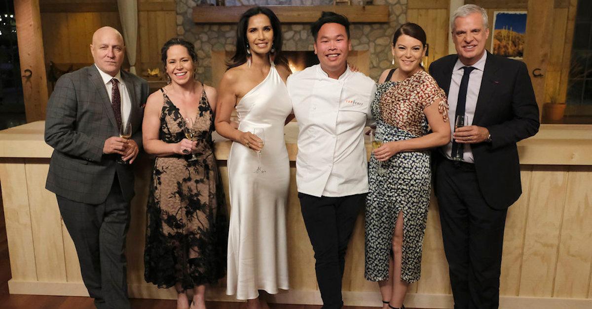 Tom Colicchio, Stephanie Izard, Padma Lakshmi, Buddha Lo, Gail Simmons, and Eric Ripert.