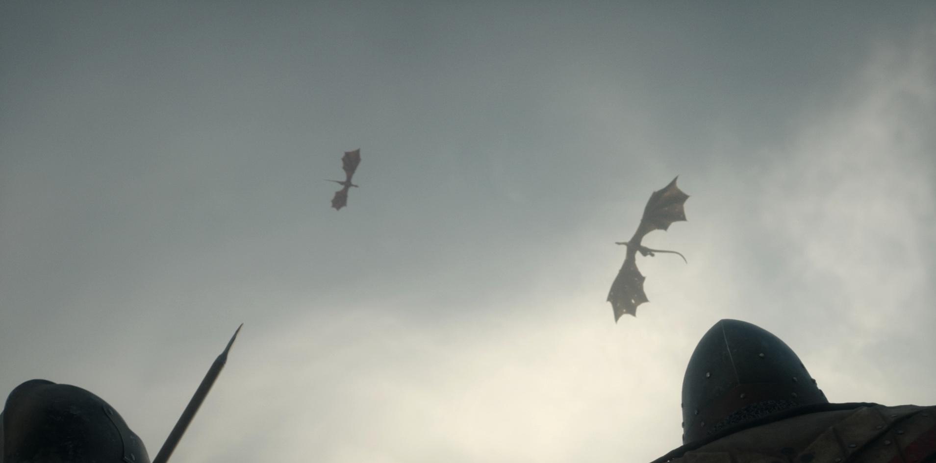 Dragons flying overhead in 'House of the Dragon'