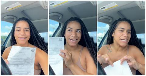 woman talks about her traffic ticket being dismissed. because officer didn't show up