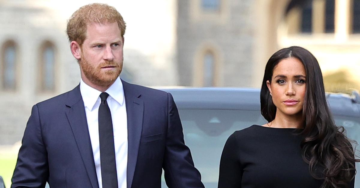 Prince Harry, Duke of Sussex, and Meghan, Duchess of Sussex arrive on the long Walk at Windsor Castle