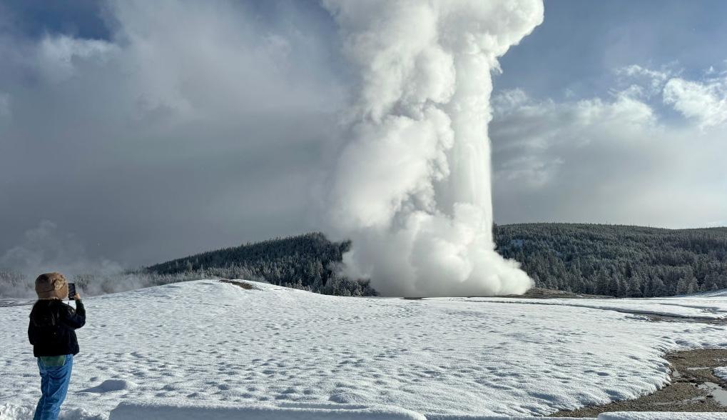 A geyser erupting at Yellowstone National Park