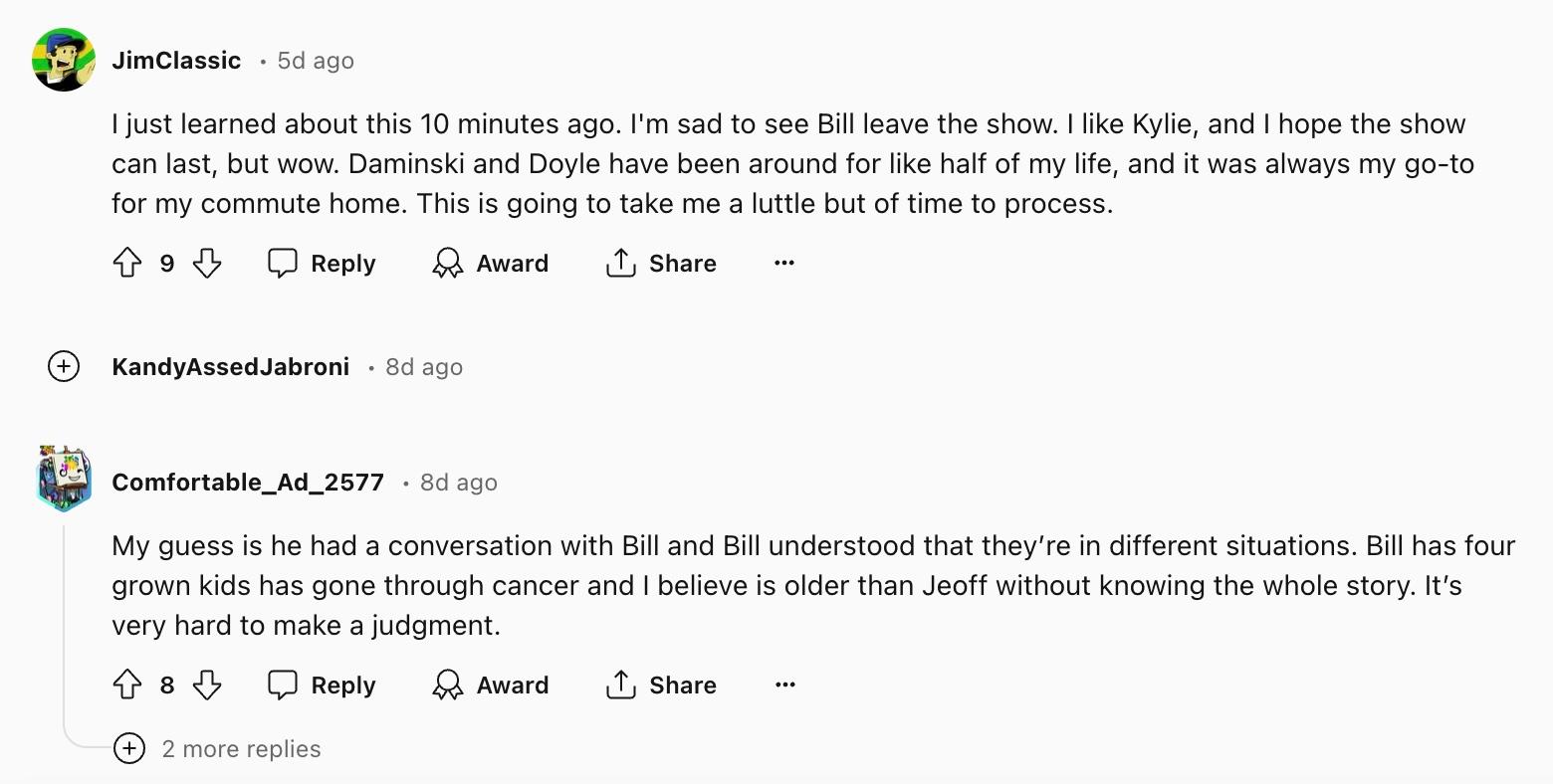 Reddit comments about what happened with Bill and Jeff and 101.5