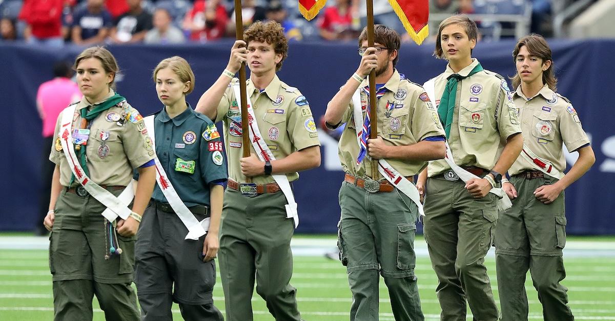 Boy Scouts of America (with girls) at Rams game