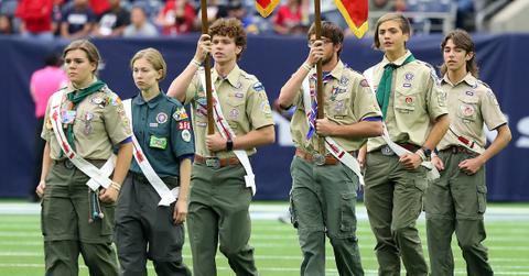 Boy Scouts of America (with girls) at Rams game