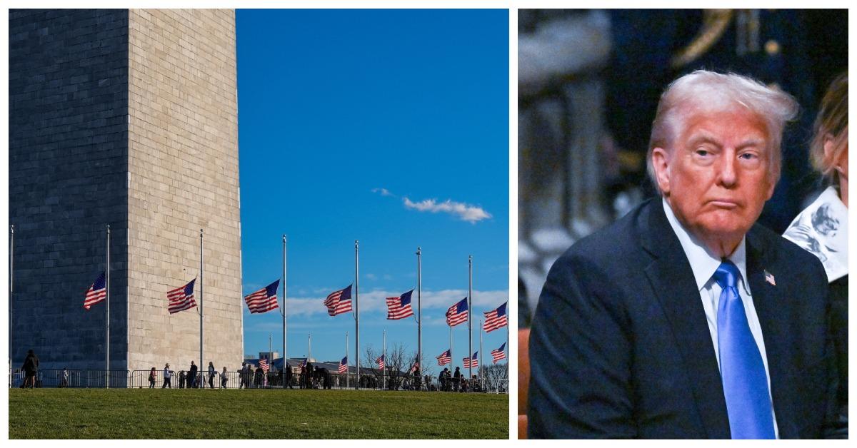 Donald Trump inauguration flags half mast