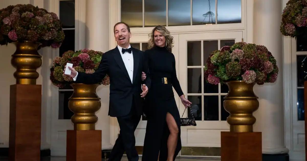  Chuck Todd and wife Kristian Todd arrive at the White House for a state dinner
