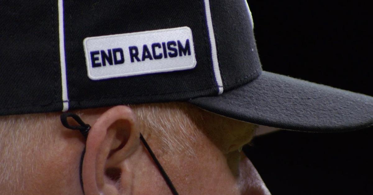 "End Racism" on NFL referee hat