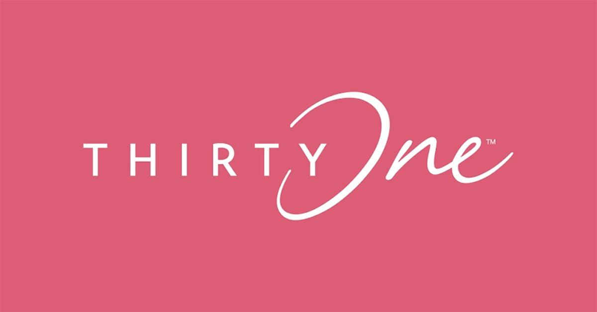 The Thirty-One logo on a pink background. 