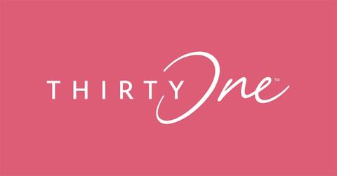 The Thirty-One logo on a pink background.