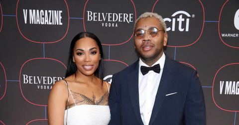 Kevin Gates in a navy suit with his wife Dreka at the Warner Music Pre-Grammy Party on Feb. 7, 2019
