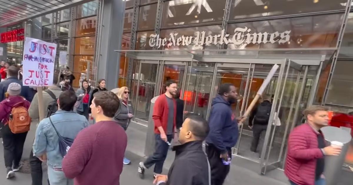 New York Times tech employees protest in front of their office