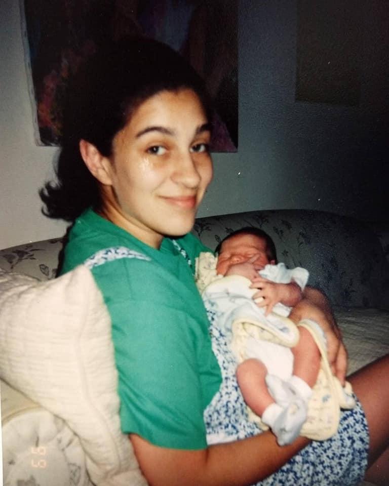 Mary Collins first day home from the hospital in 1999