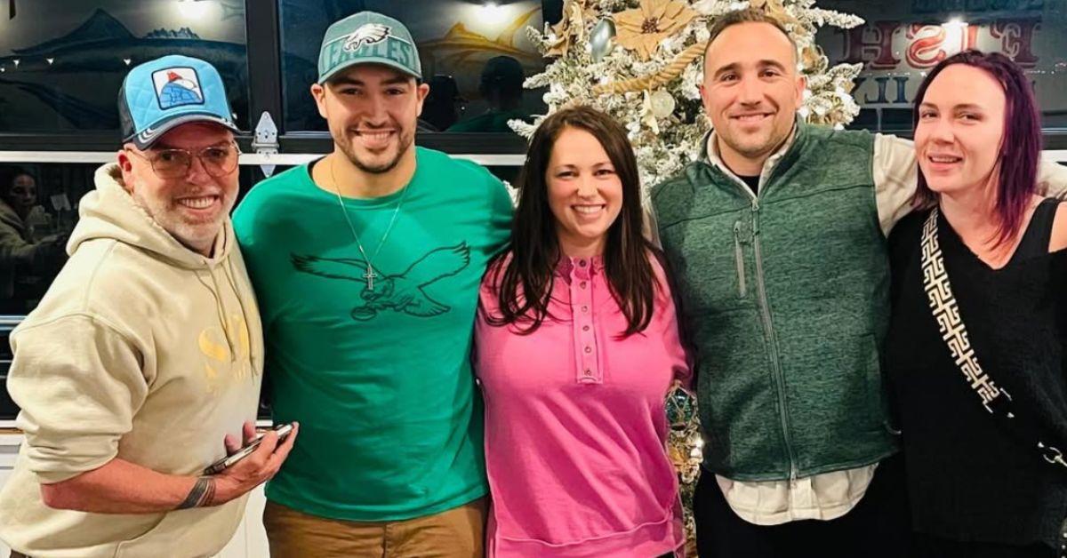 Kathy and the 'Preston & Steve' crew on Christmas. 